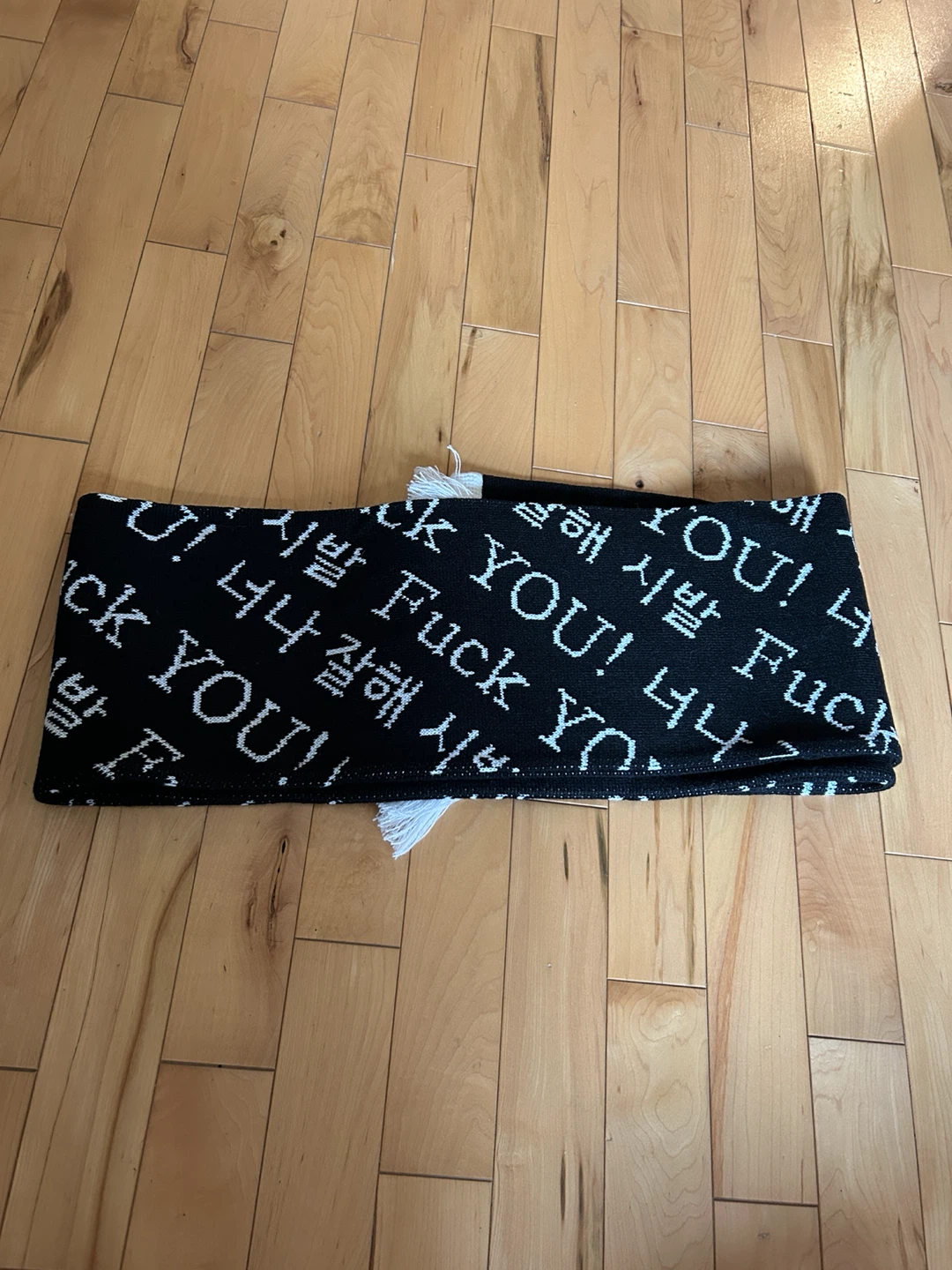 Knit Scarf with Text and Skull Design - photo 2