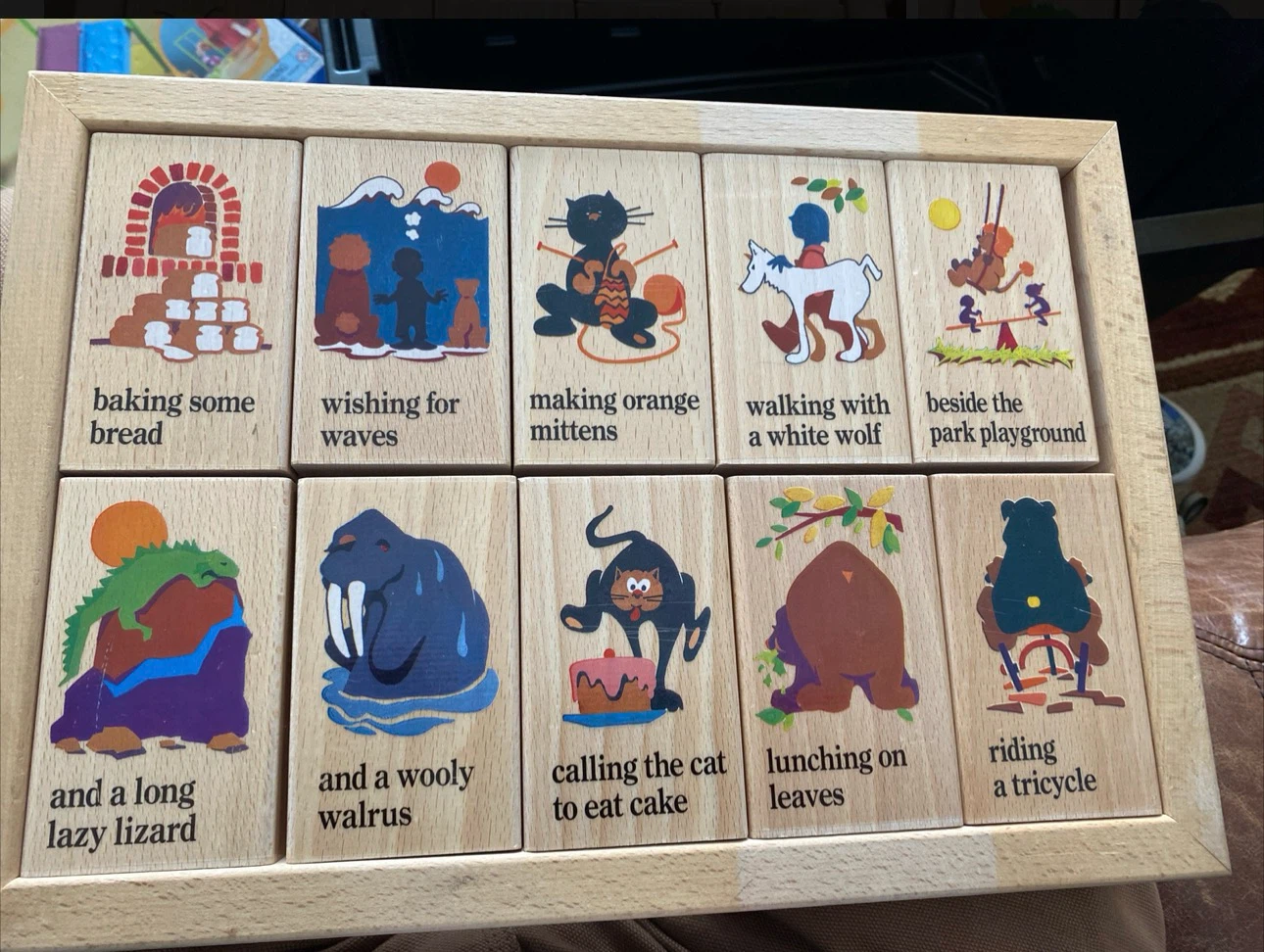 1992 Wooden Story Blocks Educational Toy Set w/ Tray - photo 2