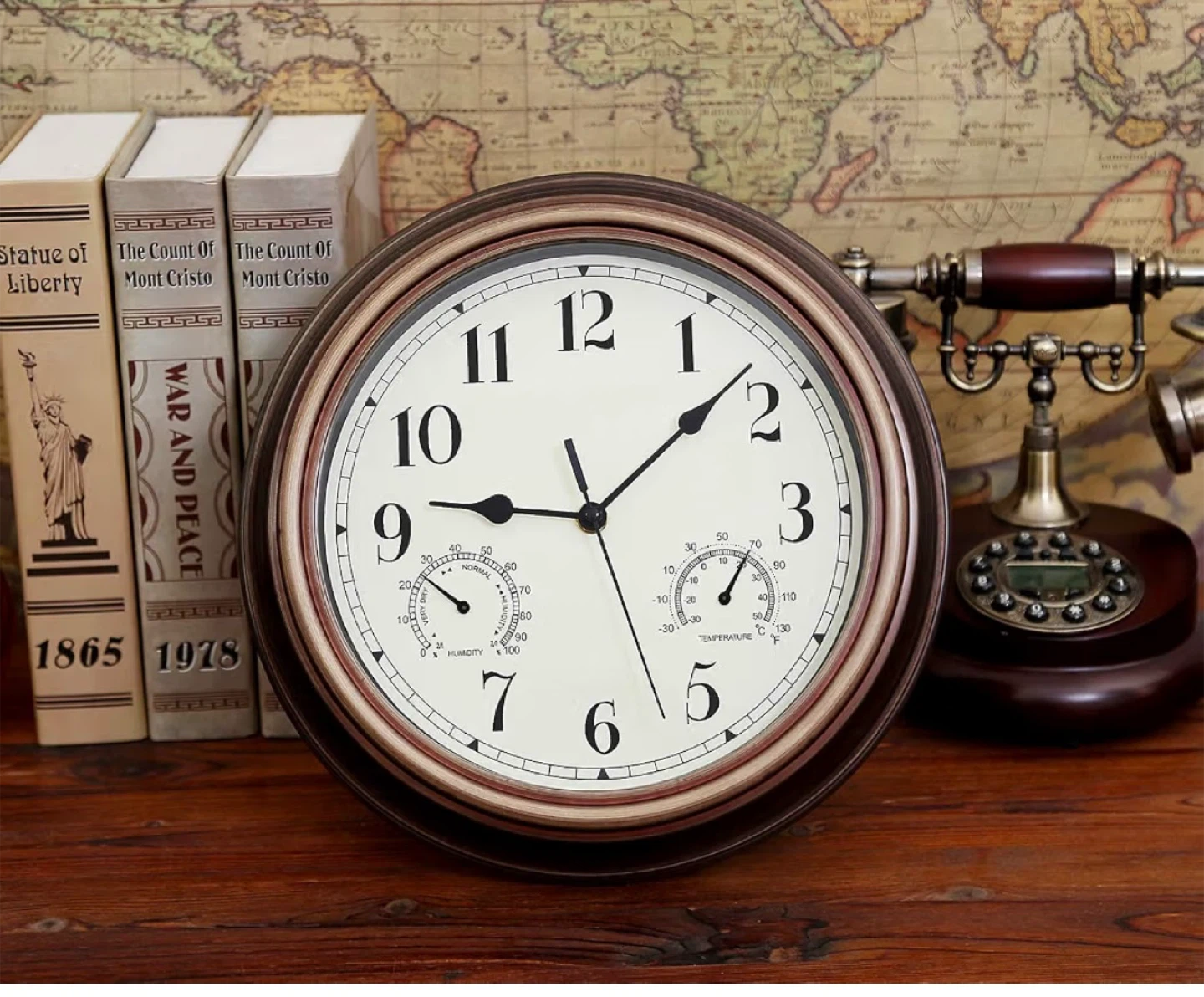 Wall Clock with Thermometer and Hygrometer