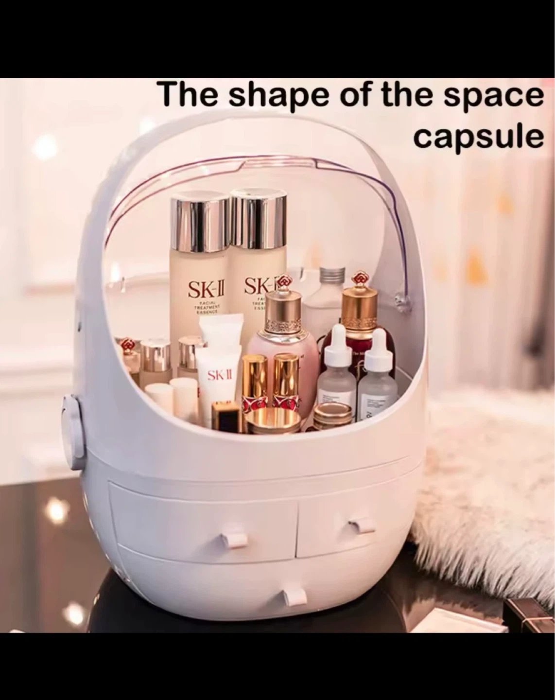 White Cosmetic Organizer Storage Box with Drawers