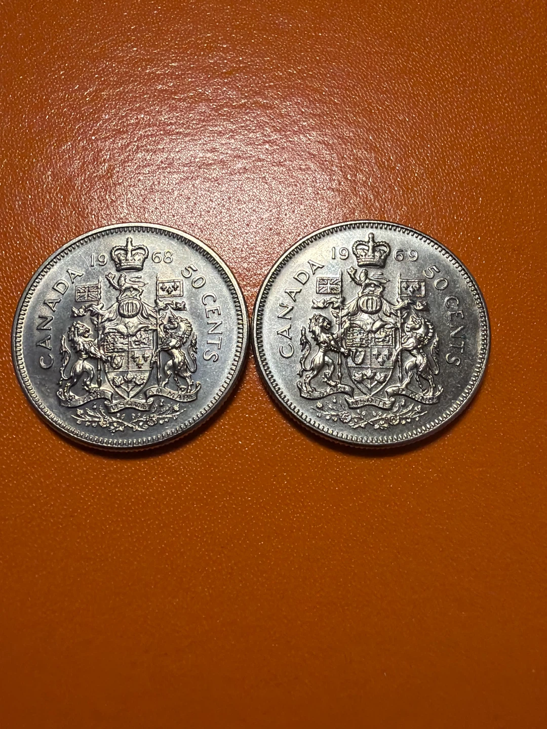 2 Canadian 50 Cent Coins - 1968 & 1969