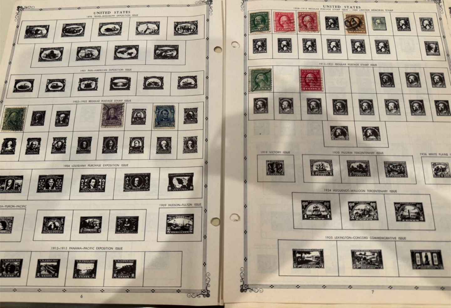 Old US Postage Stamps On Pages - photo 2