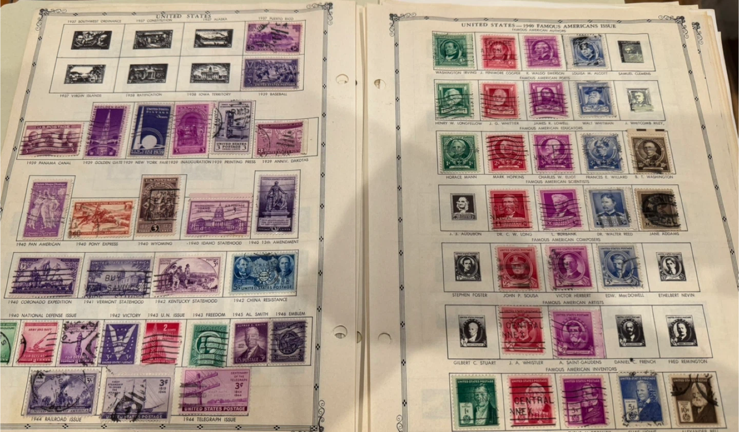Old US Postage Stamps On Pages - photo 5