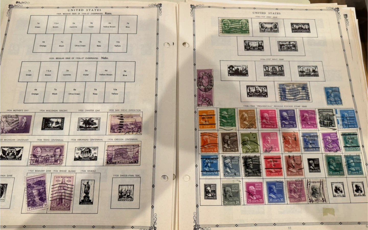 Old US Postage Stamps On Pages - photo 4