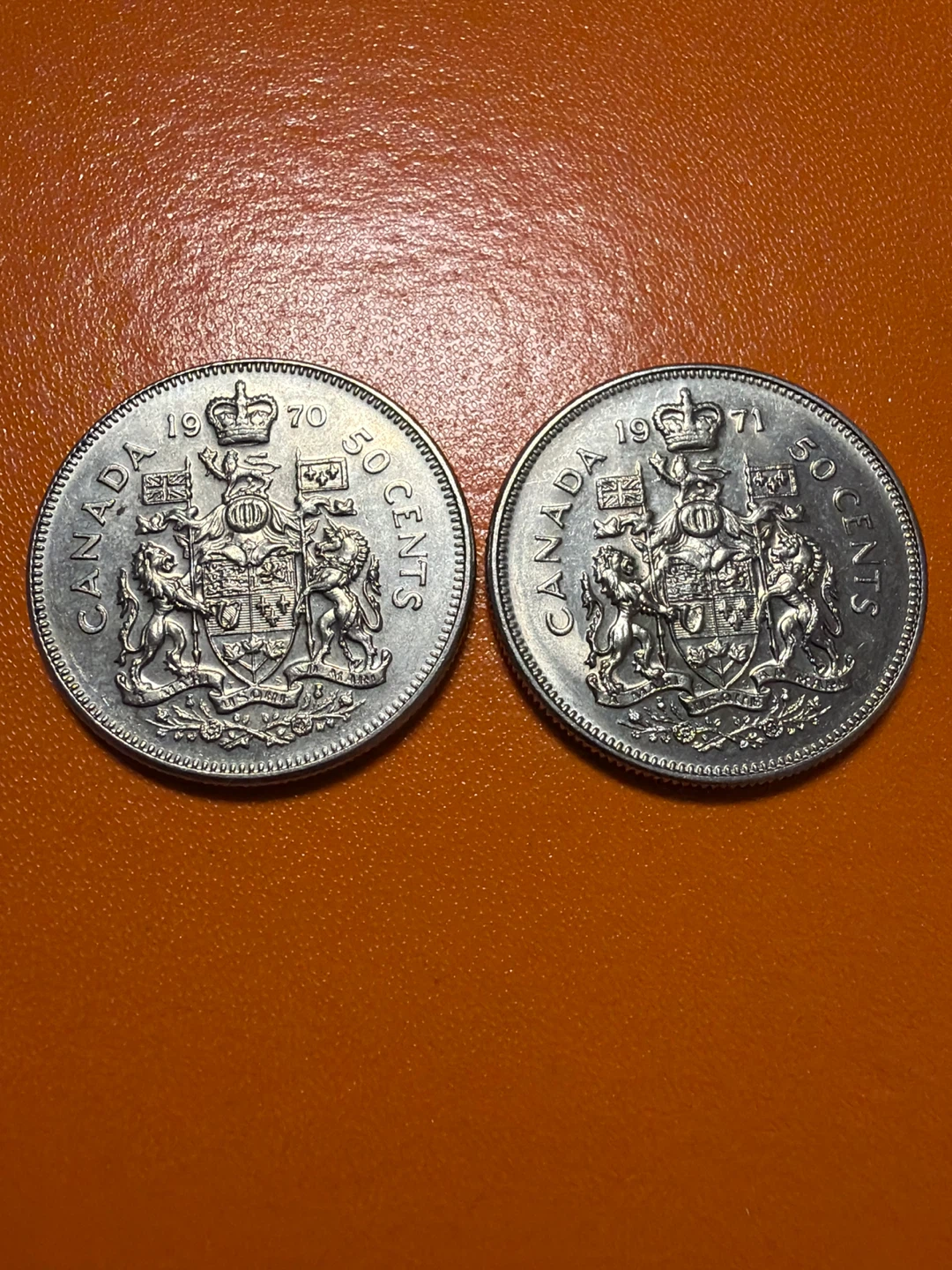 Two Canadian 50 Cent Coins - 1970 & 1971