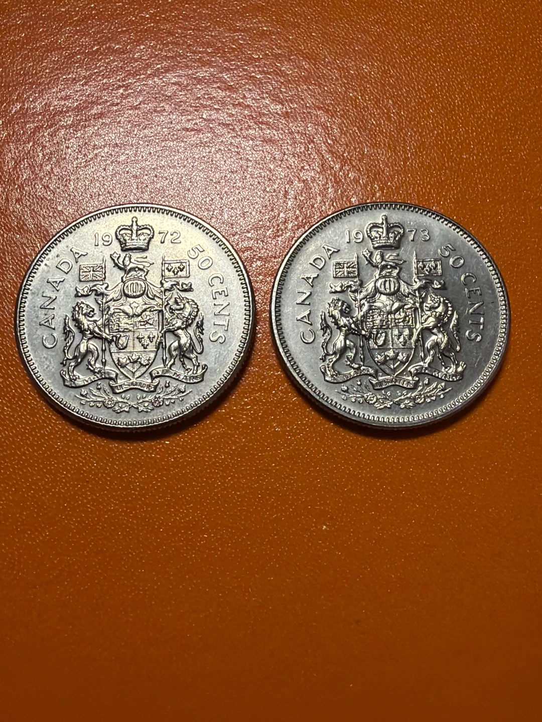 Two 1972 & 1973 Canada 50 Cent Coins