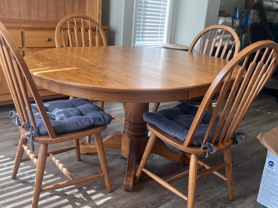 Solid Oak Dining Table and 4 Chairs