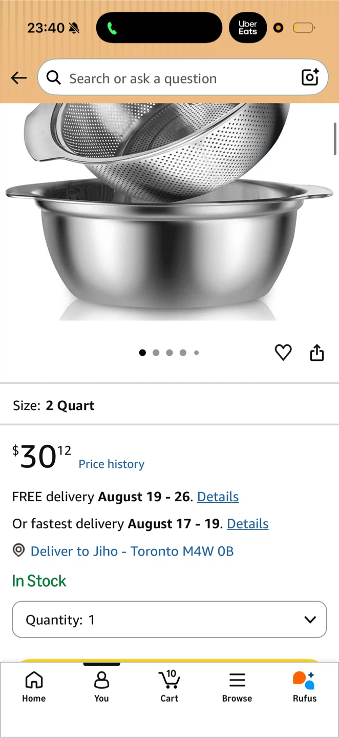 Stainless Steel Colander Set with Bowl, 2-Quart - photo 2