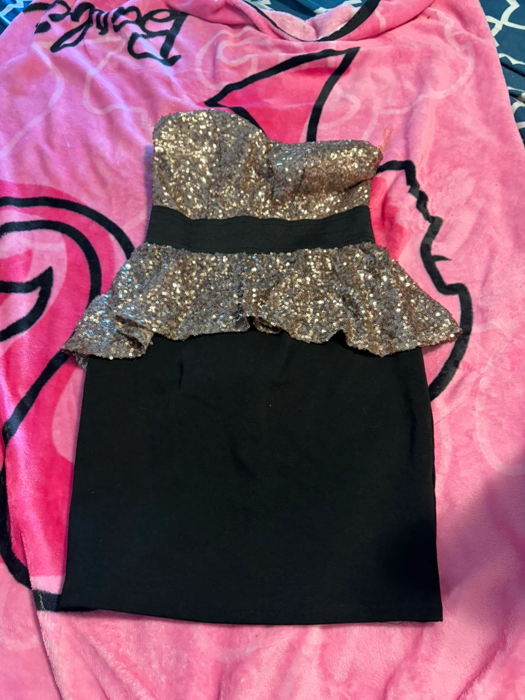 XTARI Sequin Peplum Mini Dress