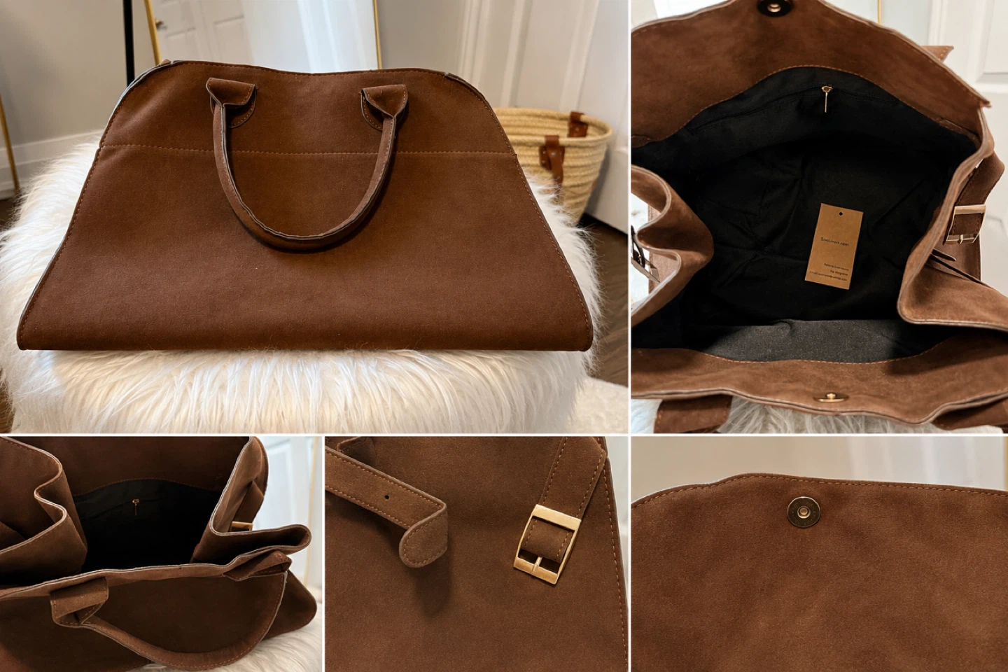 Brown Suede Tote Bag