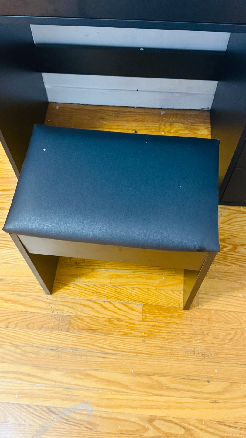 Black Vanity Desk with Lighted Mirror and Stool - photo 2