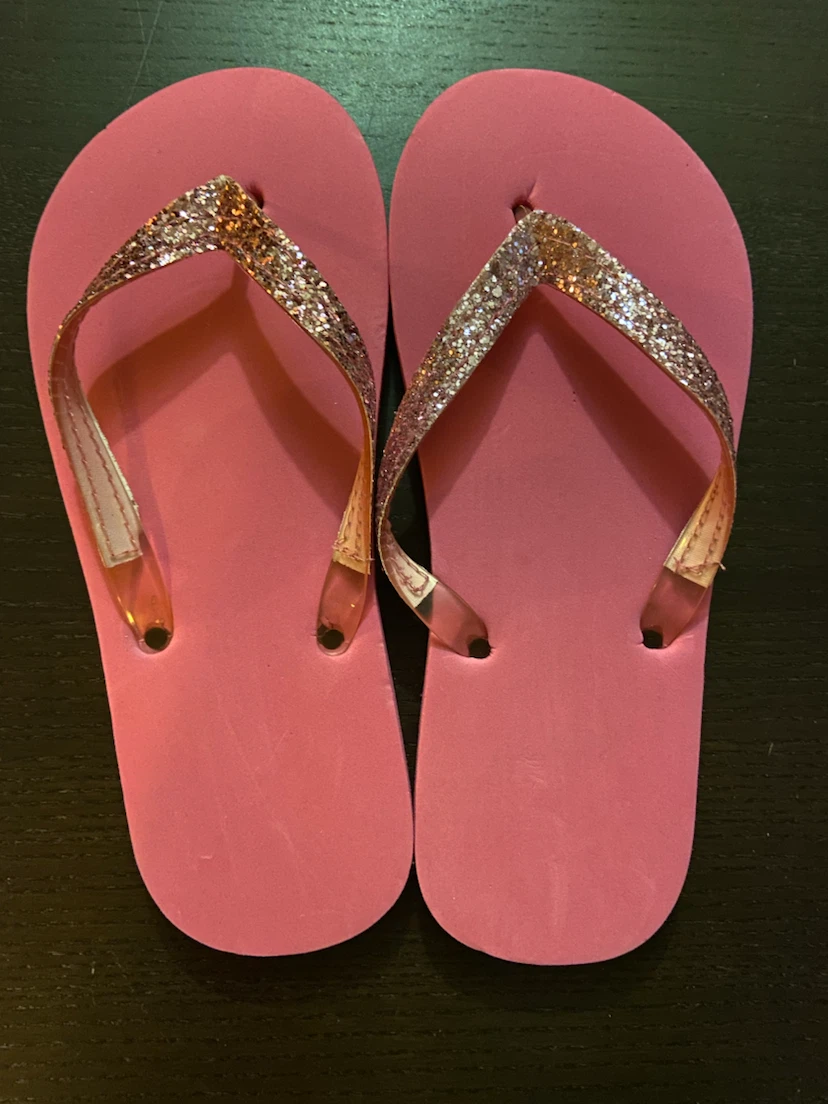 Pink Glitter Flip Flops