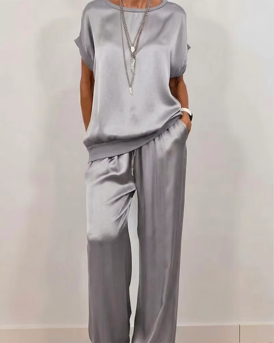 Silk Pajama Set - Grey