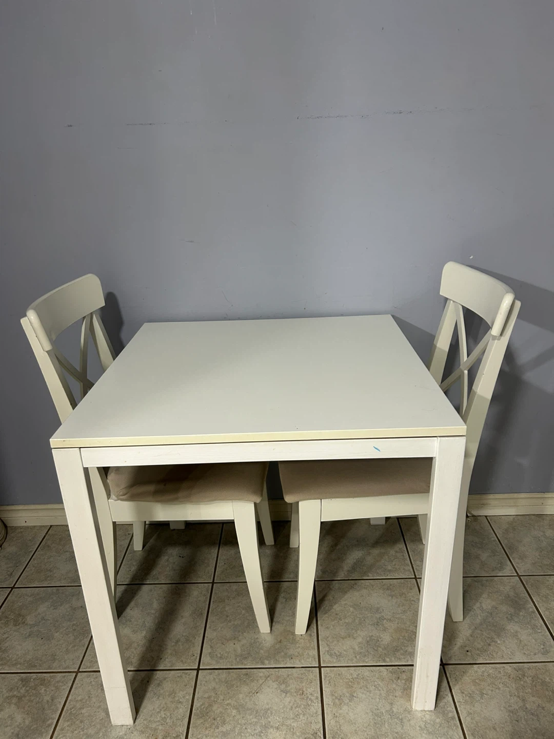 White Dining Table and 2 Chairs Set