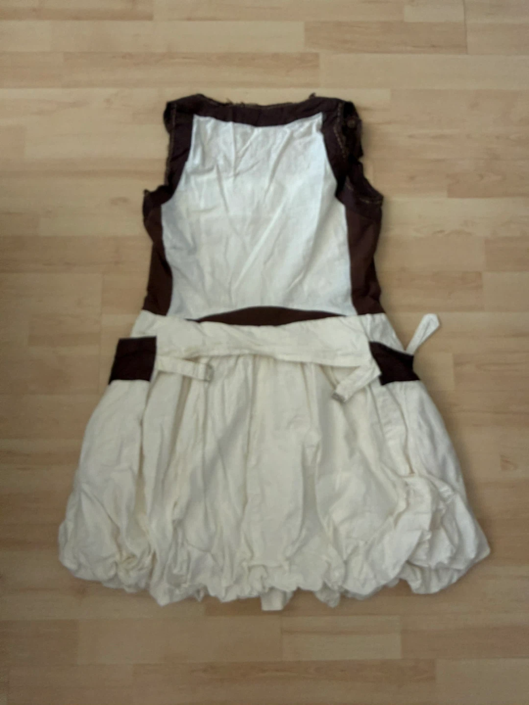 Bubble skirt dress from Japan white and brown - photo 5