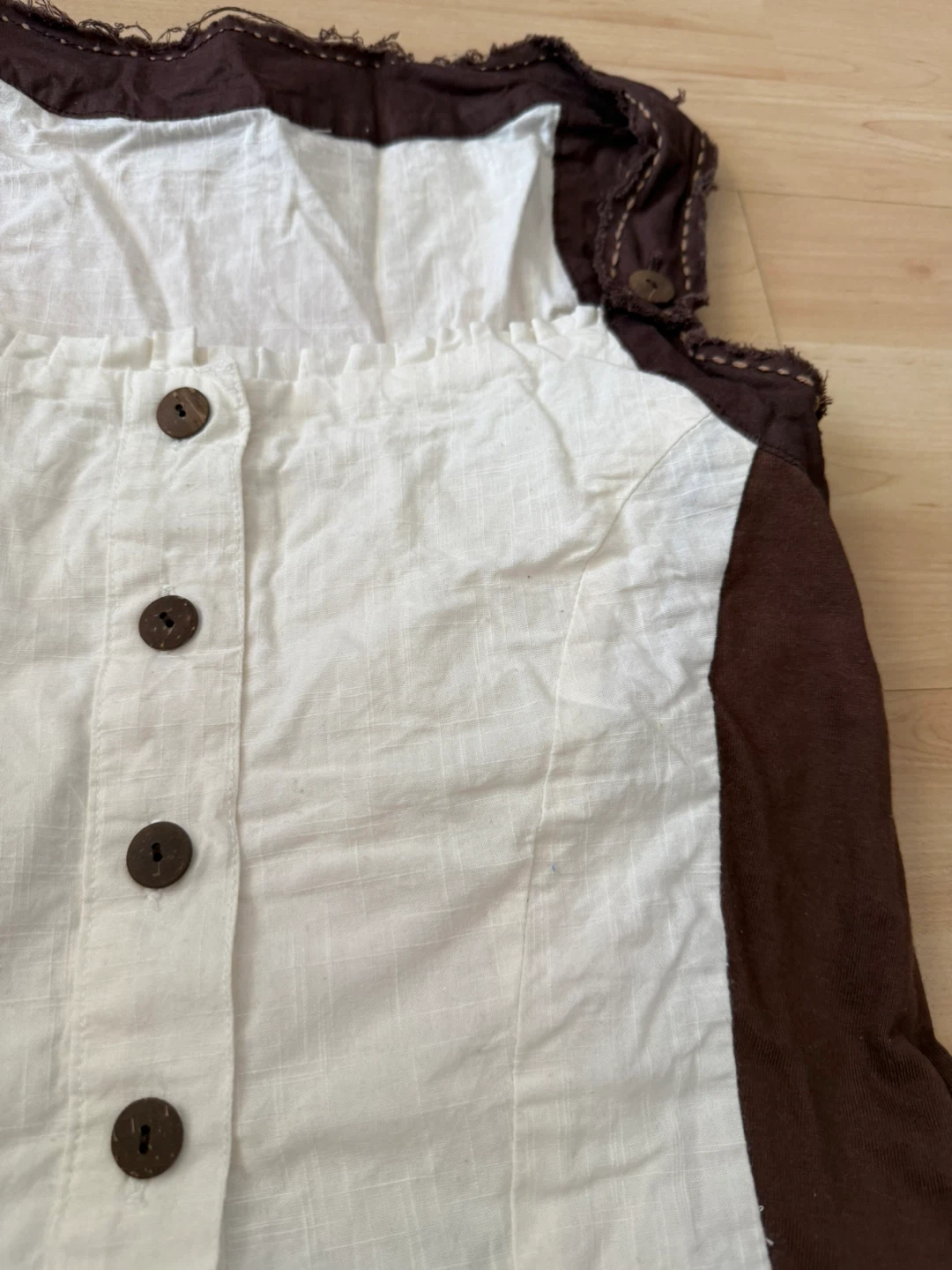 Bubble skirt dress from Japan white and brown - photo 4