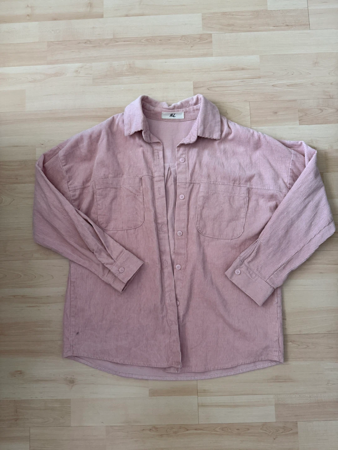 Pink Corduroy Button down Shirt Jacket