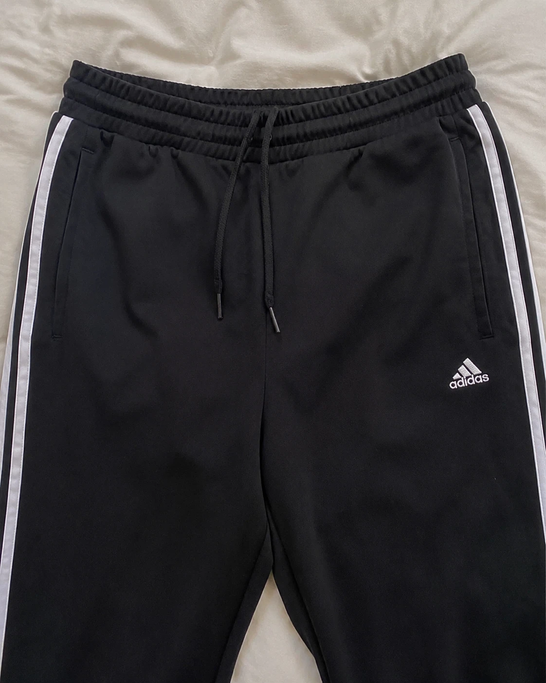 Adidas Black Track Pants with White Stripes - photo 2