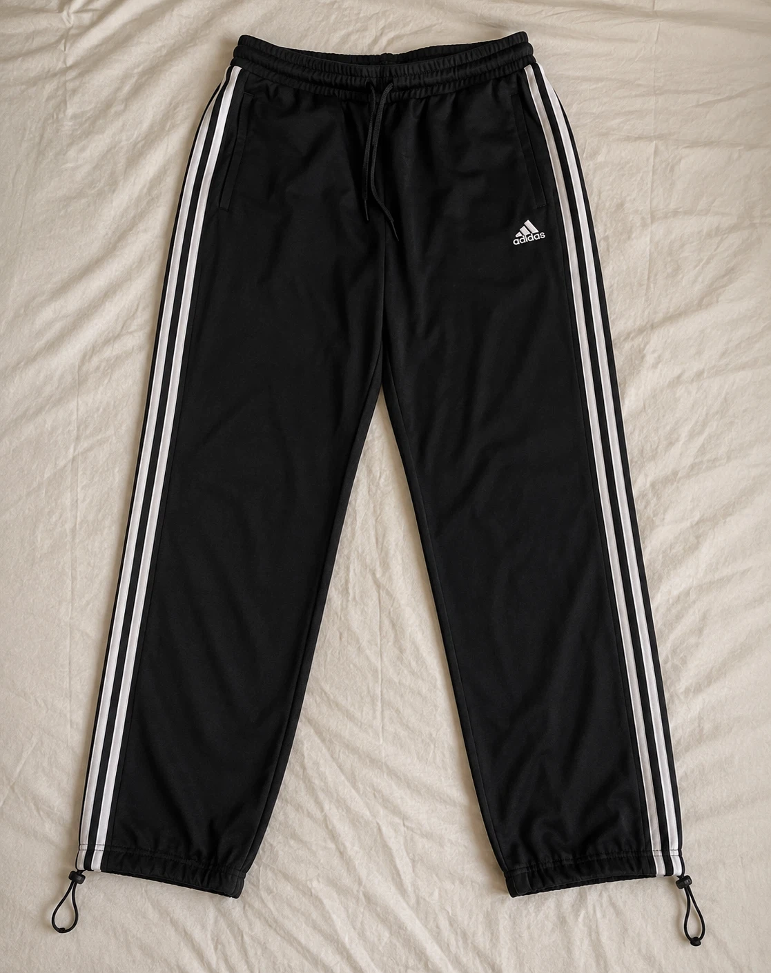 Adidas Black Track Pants with White Stripes - photo 3