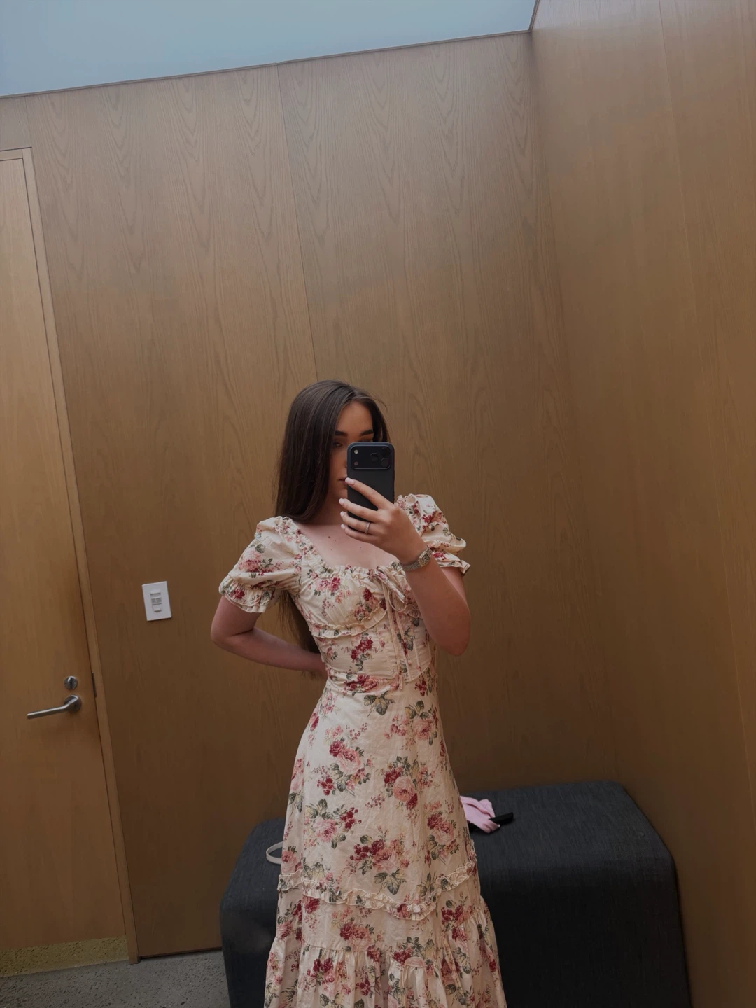 Floral Puff Sleeve Midi Dress