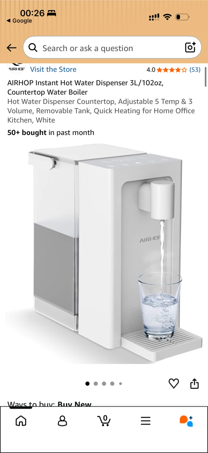 AIRHOP Instant Hot Water Dispenser 3L