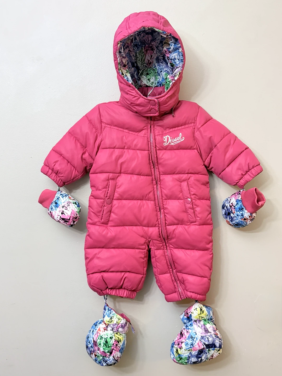 Pink Diesel Industry Puffer Snowsuit with Mittens