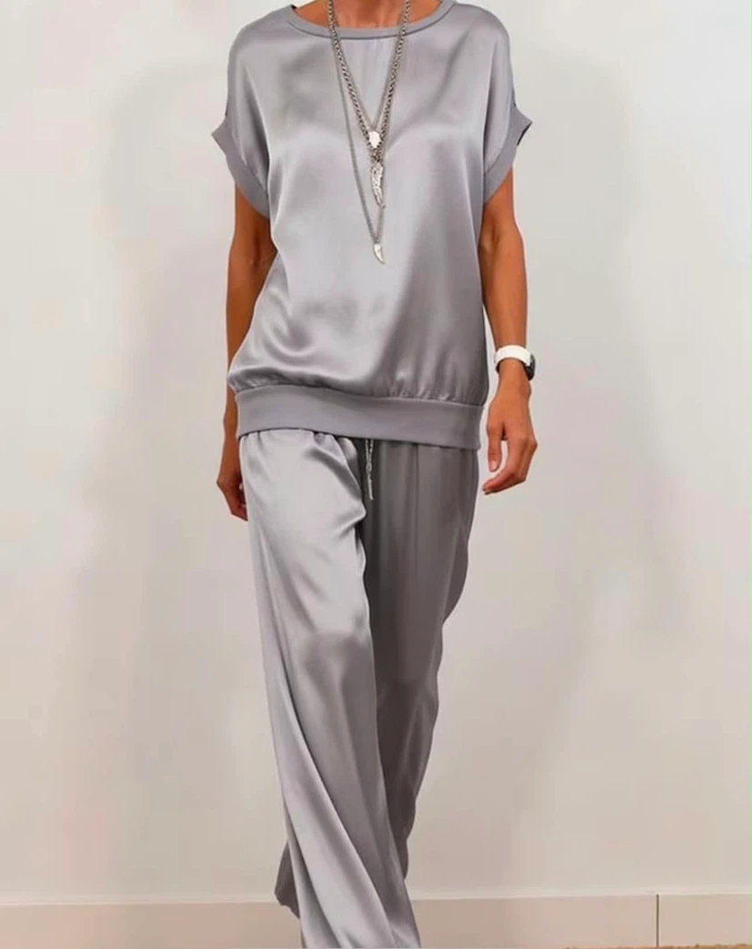 Women's Satin Pajama Set - Gray - photo 5