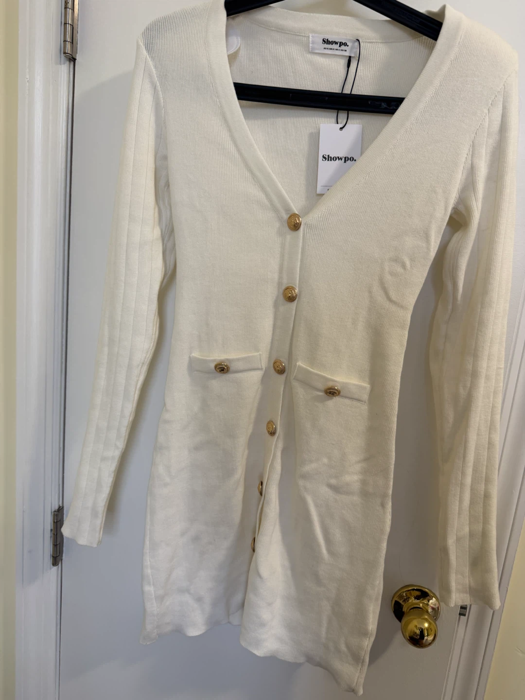 Showpo Cream Knit Button-Up Dress - photo 3
