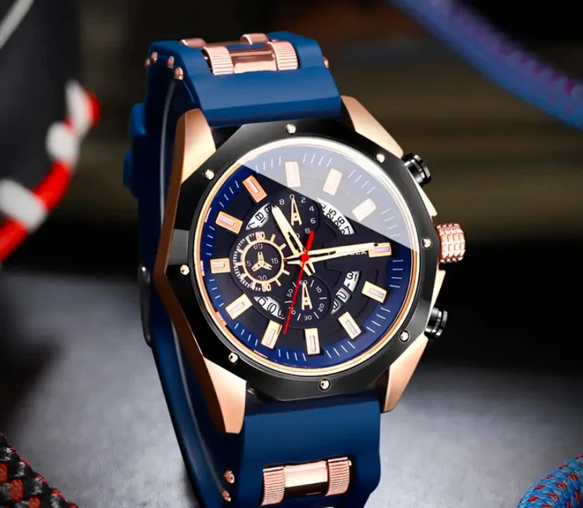 Rclock Chronograph Watch Blue Silicone Strap - photo 4