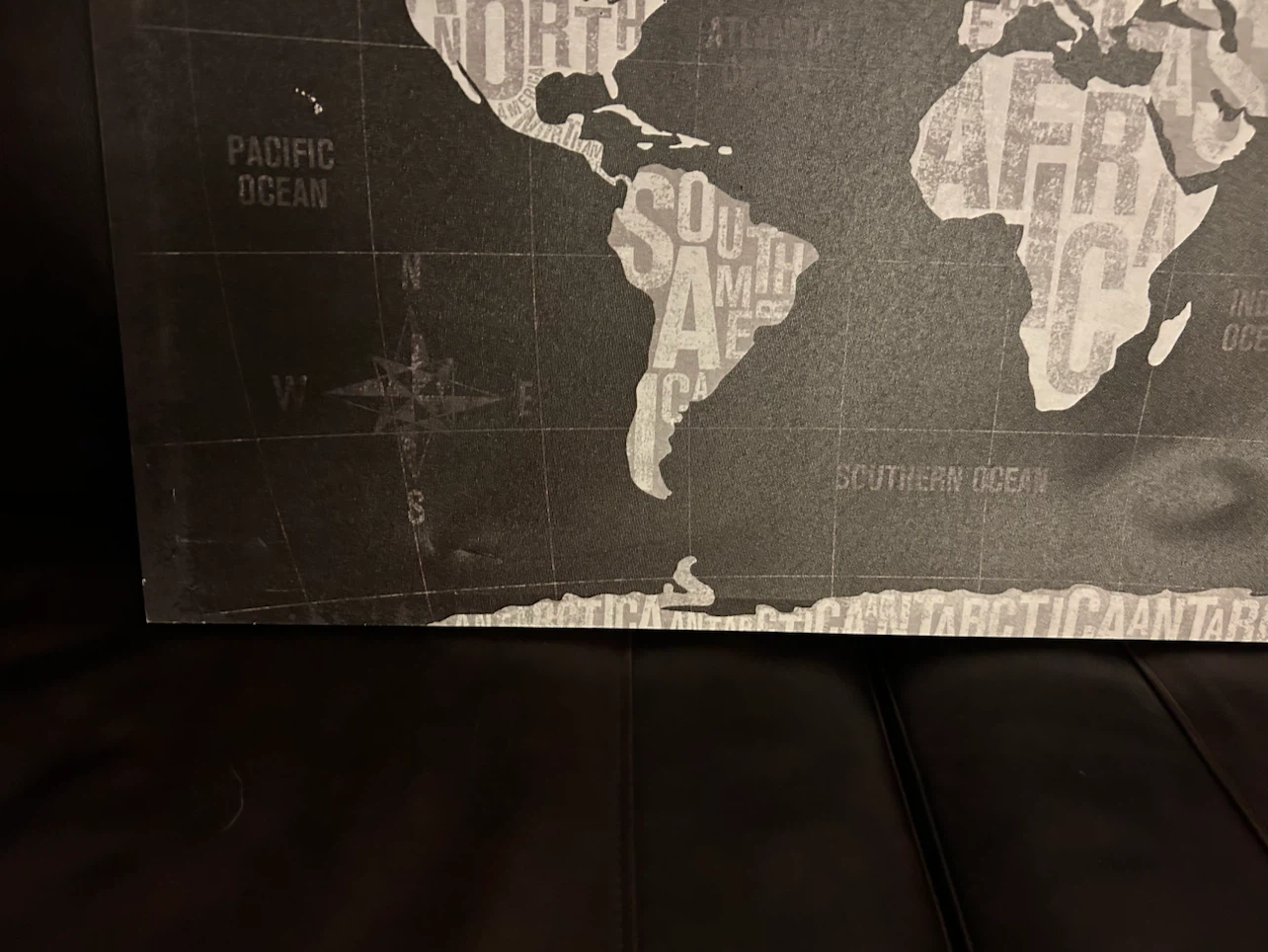 Black and White World Map Wall Art Canvas