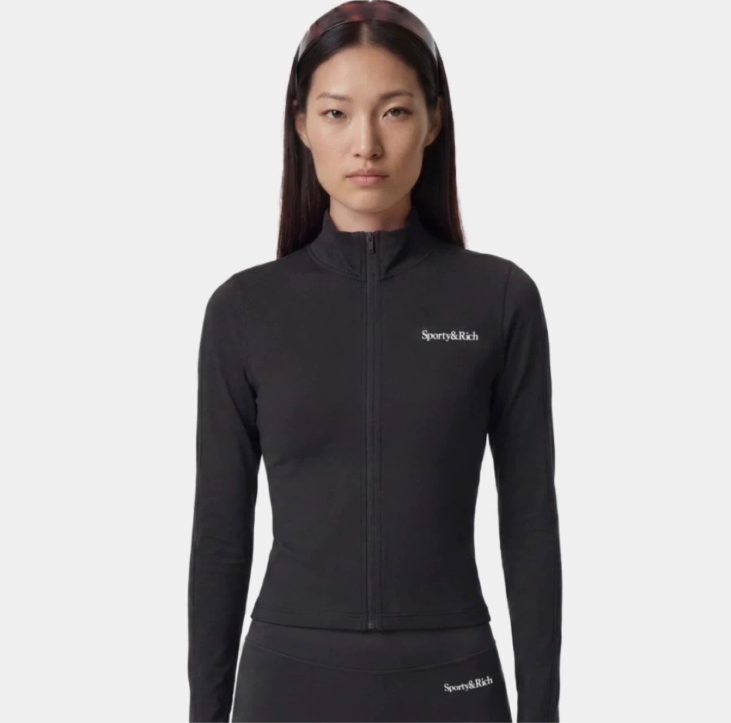 Sporty & Rich Black Zip-Up Track Jacket
