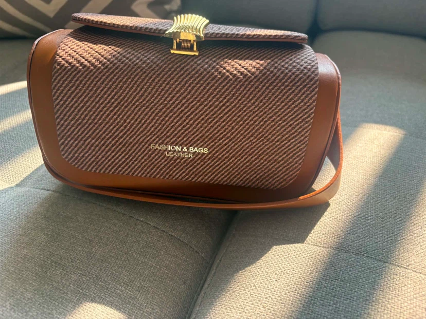 Brown Leather & Tweed Handbag - photo 2