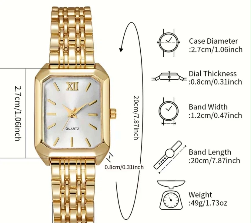 Gold Tone Rectangle Quartz Watch - photo 2