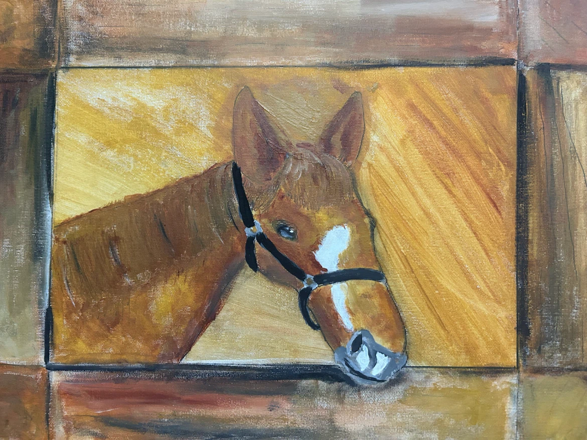 The two tone horse  acrylic painting - photo 2