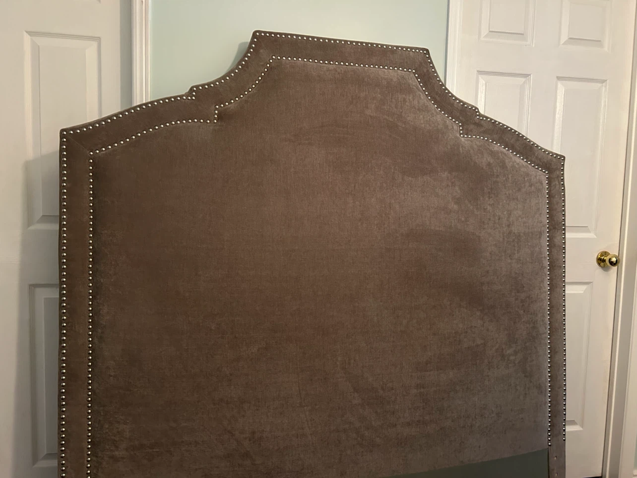 Velvet Headboard with Nailhead Trim