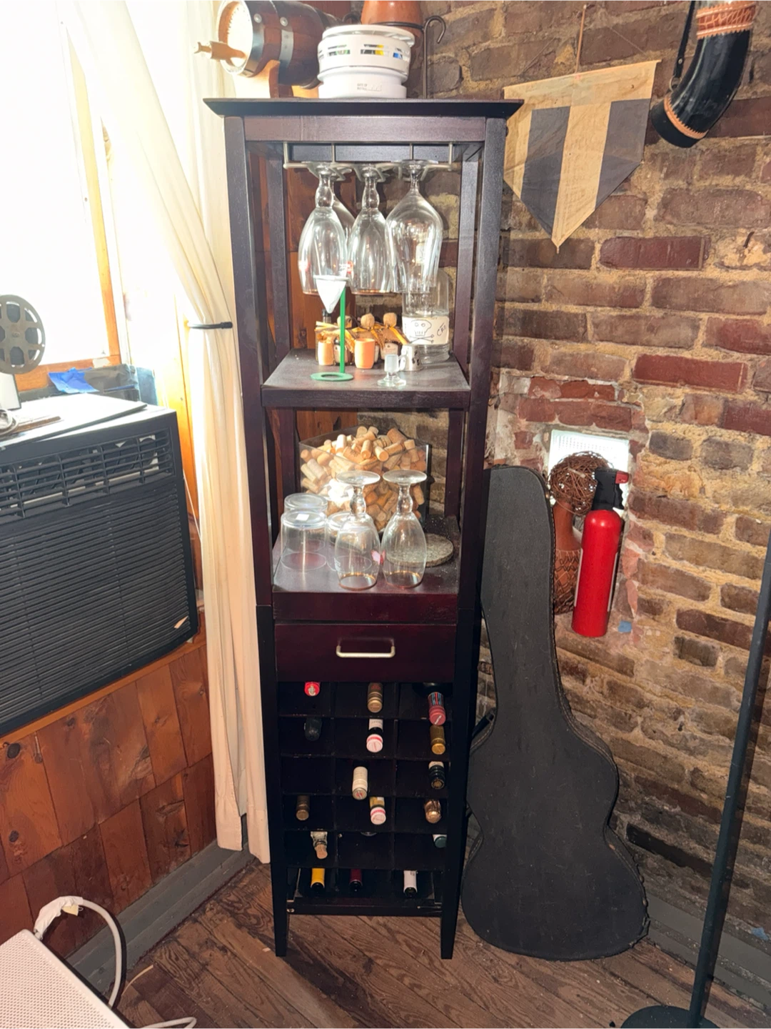 Wooden Wine Rack and Glass Holder