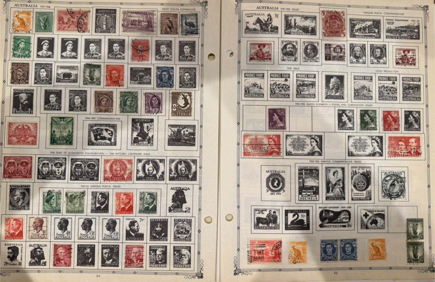 Old Australian Postage Stamps On Pages - photo 2