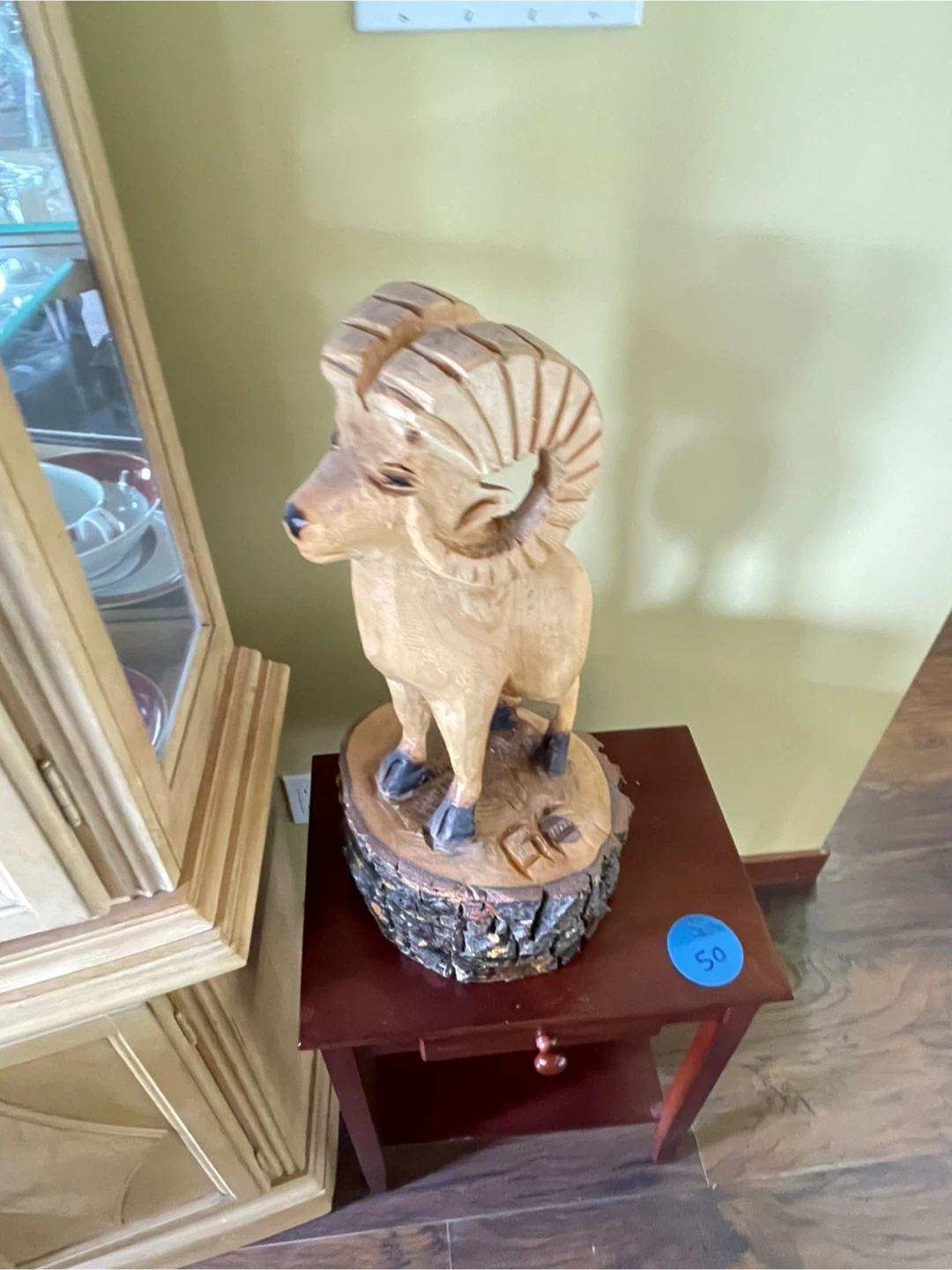 Hand-carved wooden ram statue - photo 2