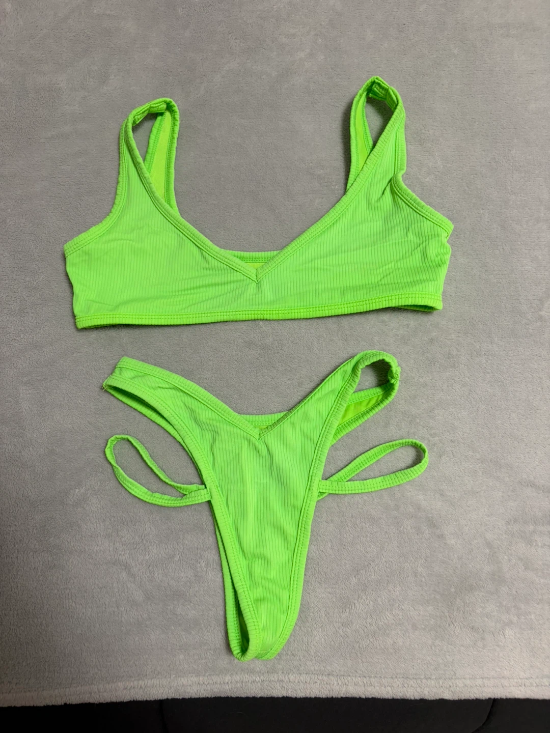 Neon Green Ribbed Bikini Set