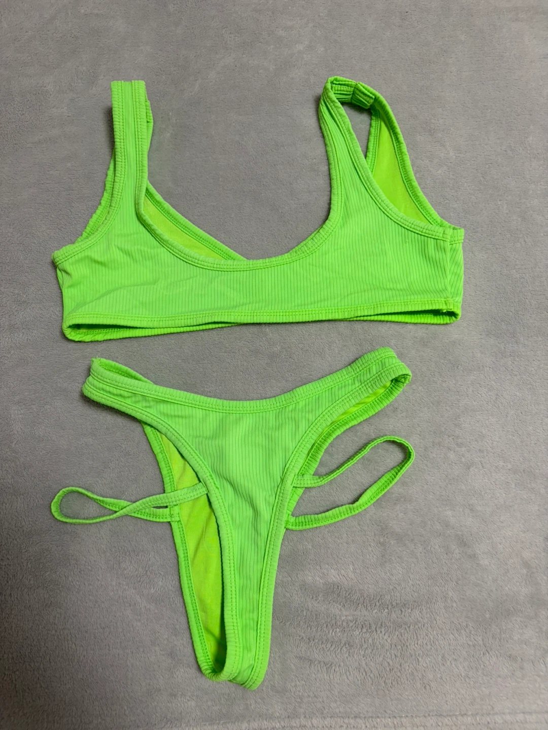 Neon Green Ribbed Bikini Set - photo 2