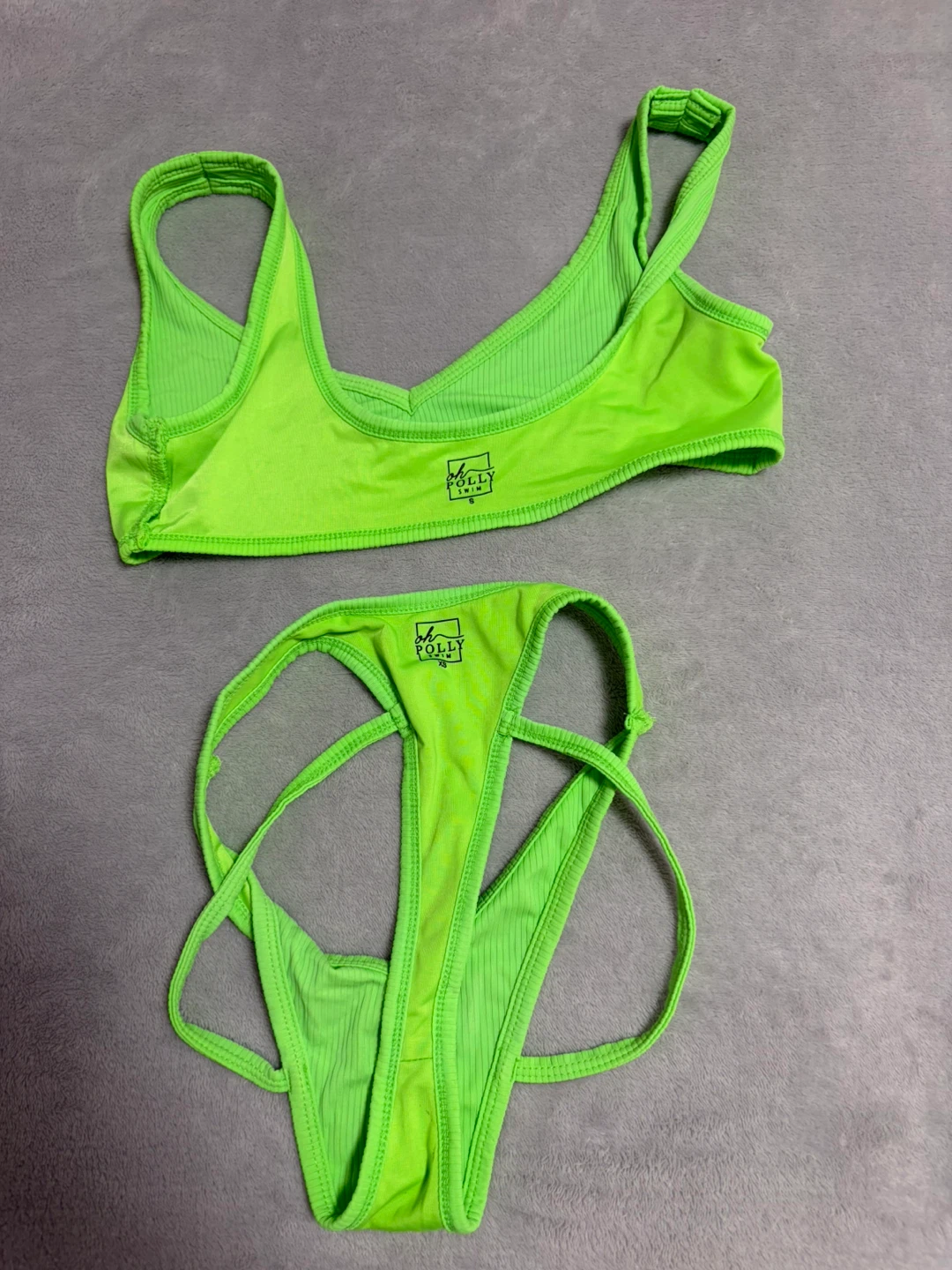 Neon Green Ribbed Bikini Set - photo 3
