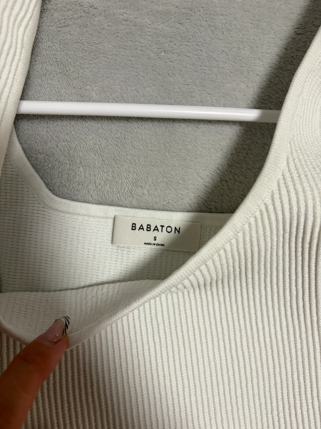 Babaton White Ribbed Cropped Tank Top Size S - photo 3