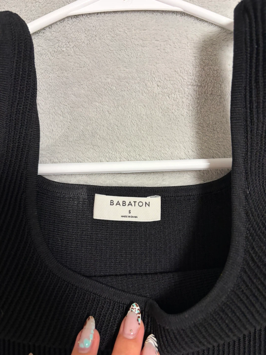 Babaton Black Ribbed Tank Top - Size S - photo 3