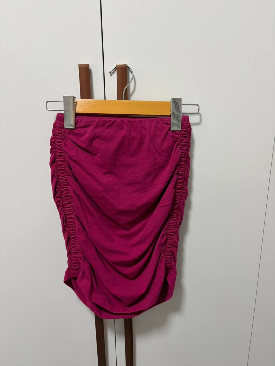 Pink Ruched Mini Skirt