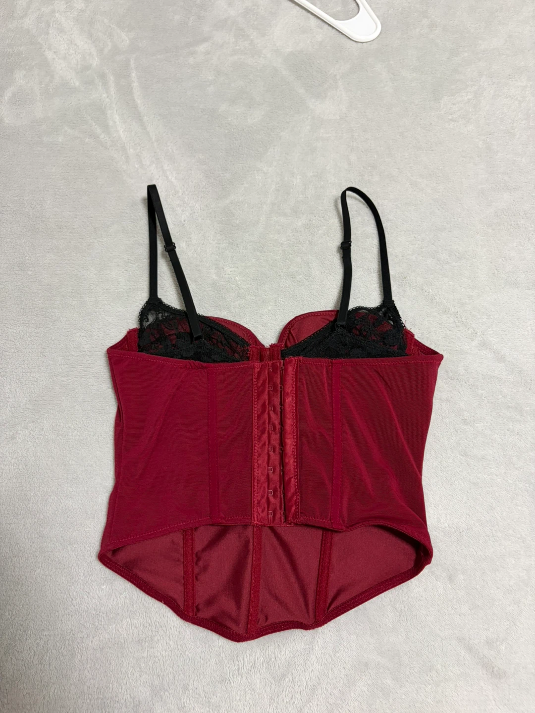 Red Corset Top with Black Lace Trim - photo 2