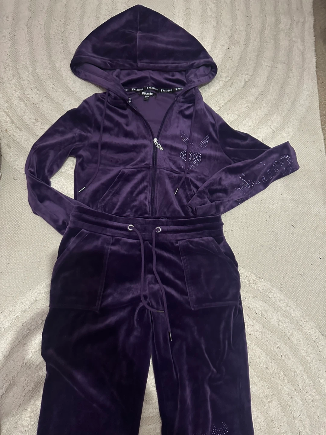 Playboy Velour Tracksuit Set - Purple
