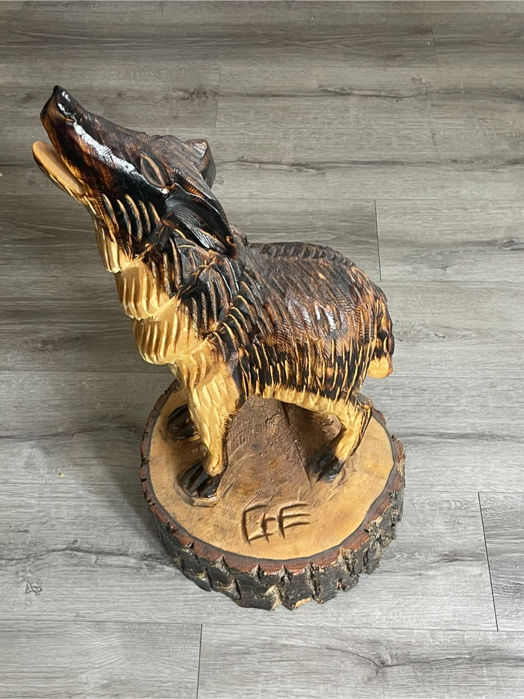 Hand Carved Wooden wolf  Sculpture