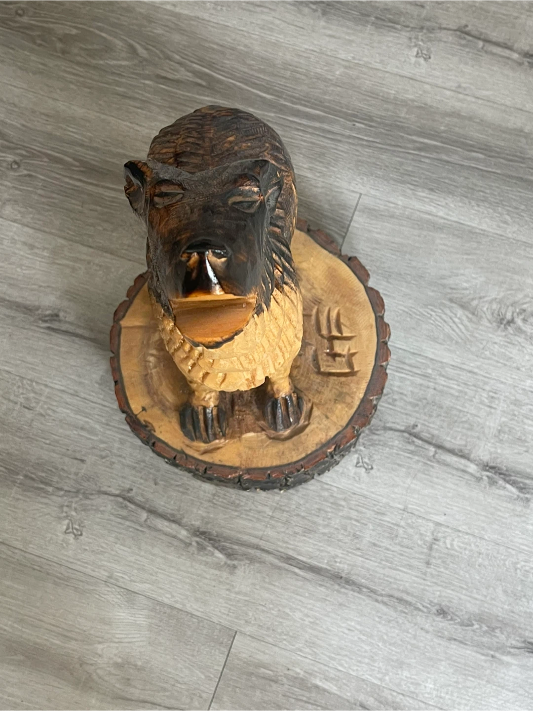 Hand Carved Wooden wolf  Sculpture - photo 3