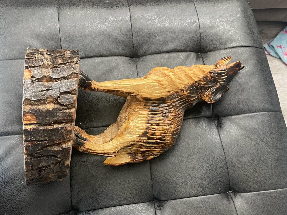 Hand Carved Wooden wolf  Sculpture - photo 4