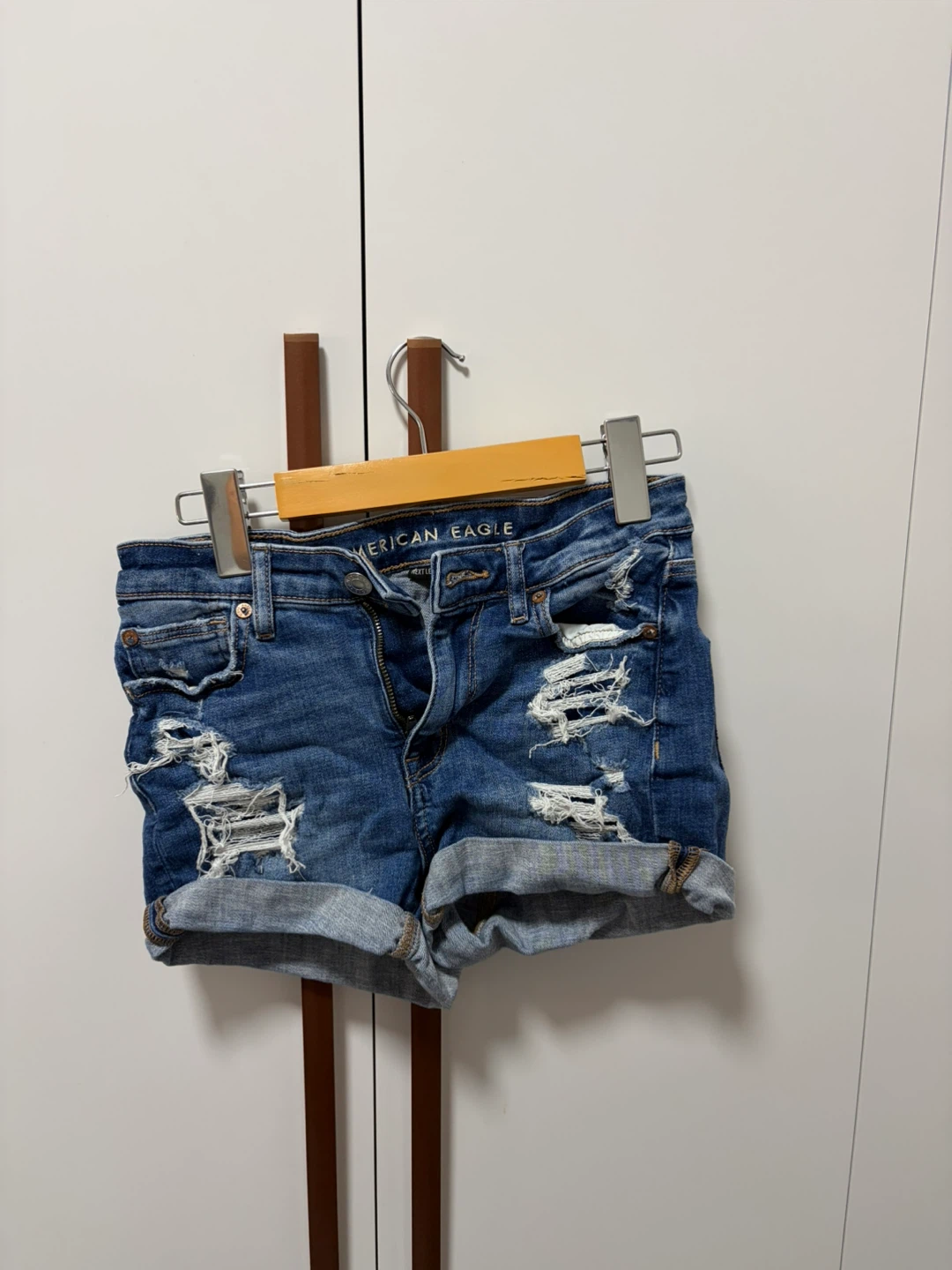 American Eagle Blue Denim Ripped Shorts